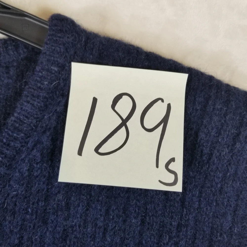 Eddie Bauer Sweater Vest Mens XXL Navy Blue 100% Wool Ribbed V-Neck Classic Knit